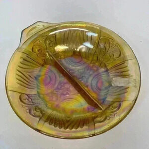 Vintage two-sided serving dish glass carnival 8 inches wide
